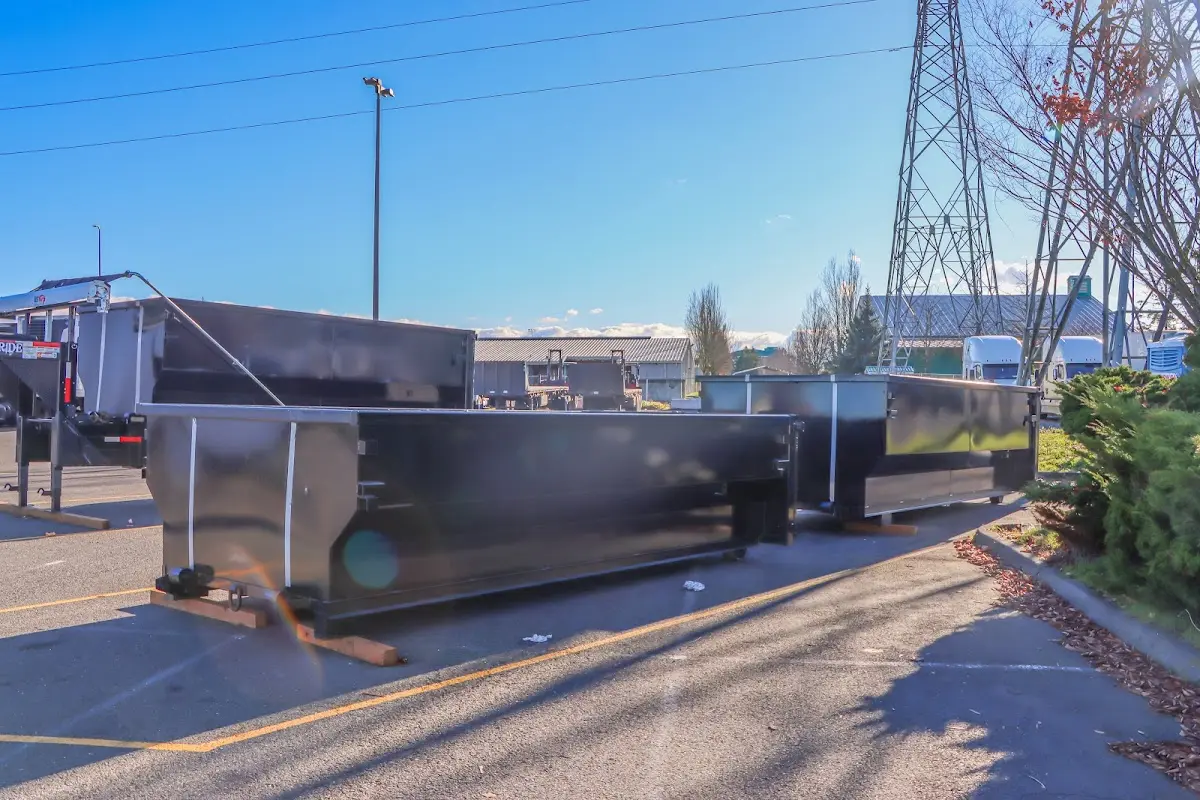 Roll-off dumpster ready for waste disposal at job site for 6 Yard Dumpster Rental in Poinciana